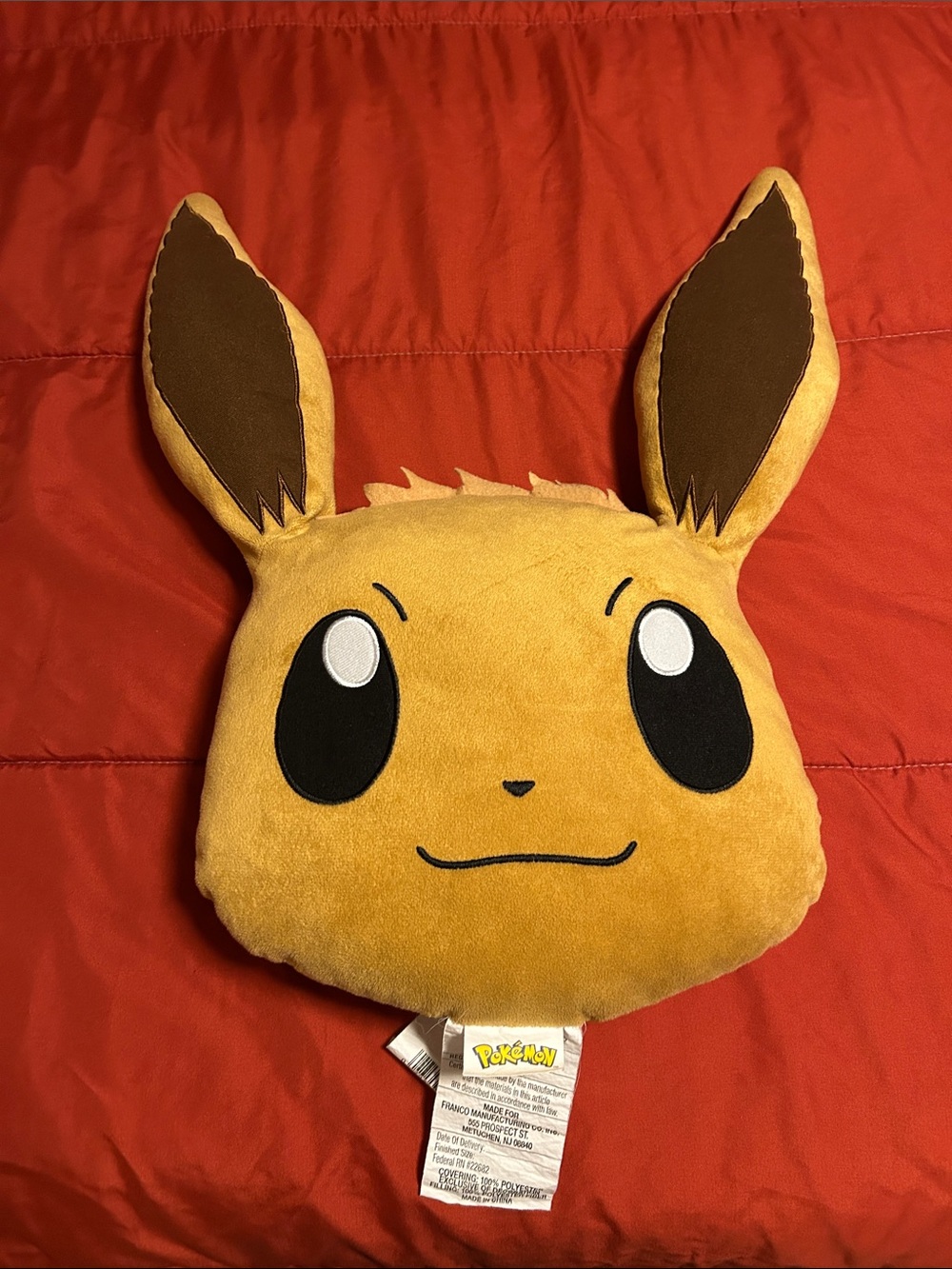 Pokemon Eevee Plush Pillow - Yellow with Brown Ears